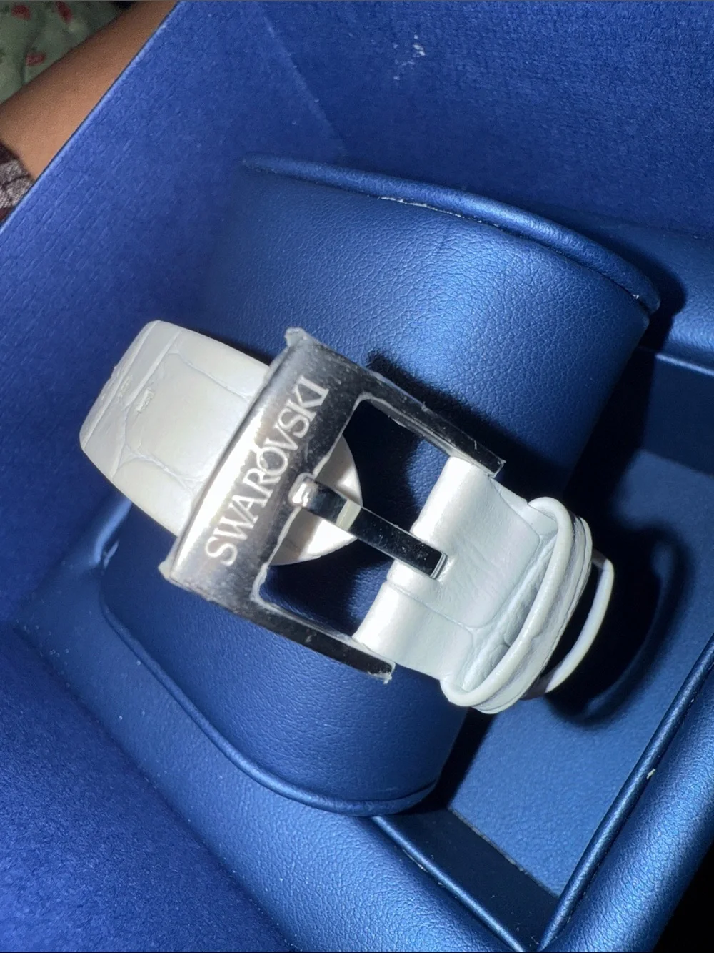 Swarovski Era Journey Silver Dial White Leather Strap Watch